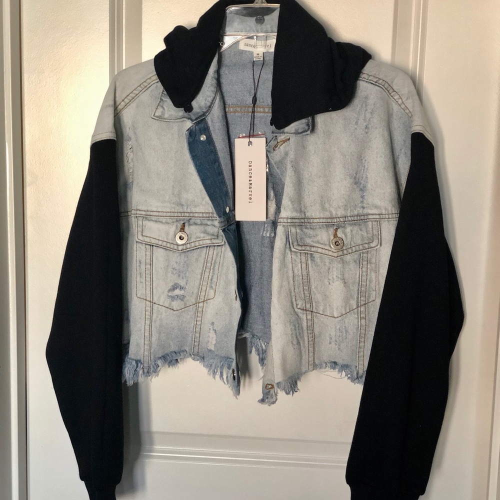 Vici Collection Denim Sweatshirt Hooded Jacket